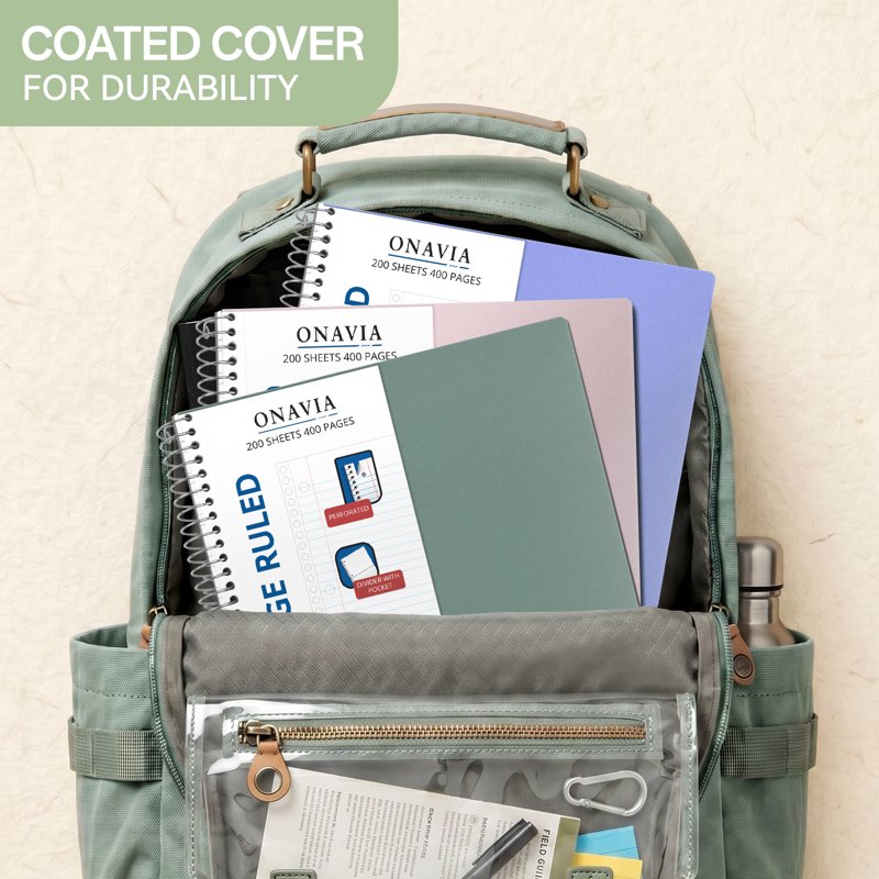 Wide Ruled Spiral Notebook Set 20 Pack 8x10.5 Inches Assorted Colors Durable Cover
