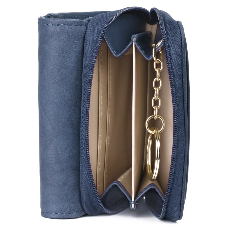 Women's Leather Zip French Purse with Card Slots and Coin Pocket