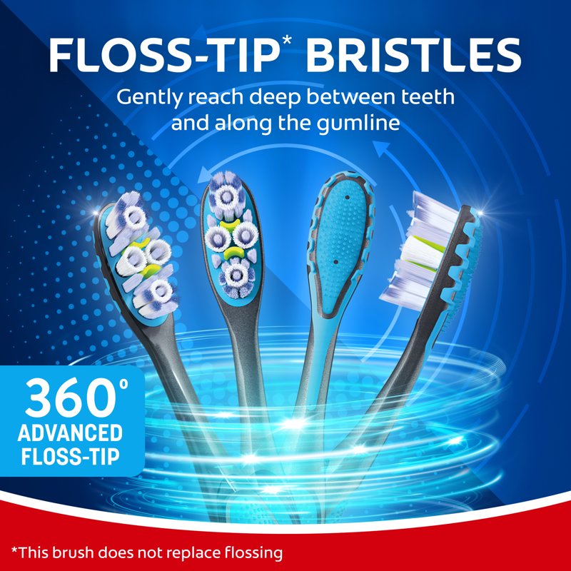 Manual Adult Toothbrush Pack with Floss-Tip & Tongue Cleaner – 2 Pack