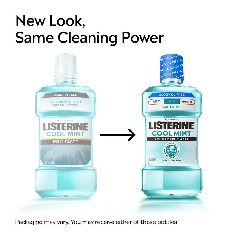 Alcohol-Free Mint Mouthwash - Deep Cleansing, Bad Breath Relief, 500mL, Pack of 6