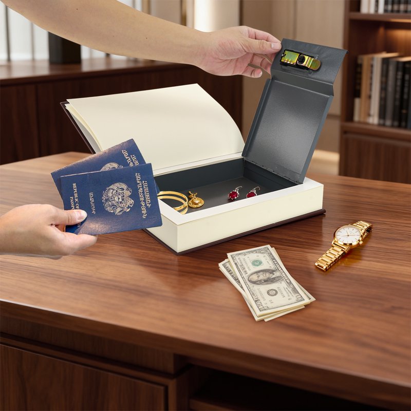 Large Decorative Book Safe with Combination Lock for Hidden Storage, 10.8 x 7.7 x 1.8 Inches