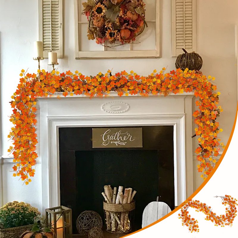 Halloween & Thanksgiving Maple Leaf Garland 78 Inch Artificial Fall Decor