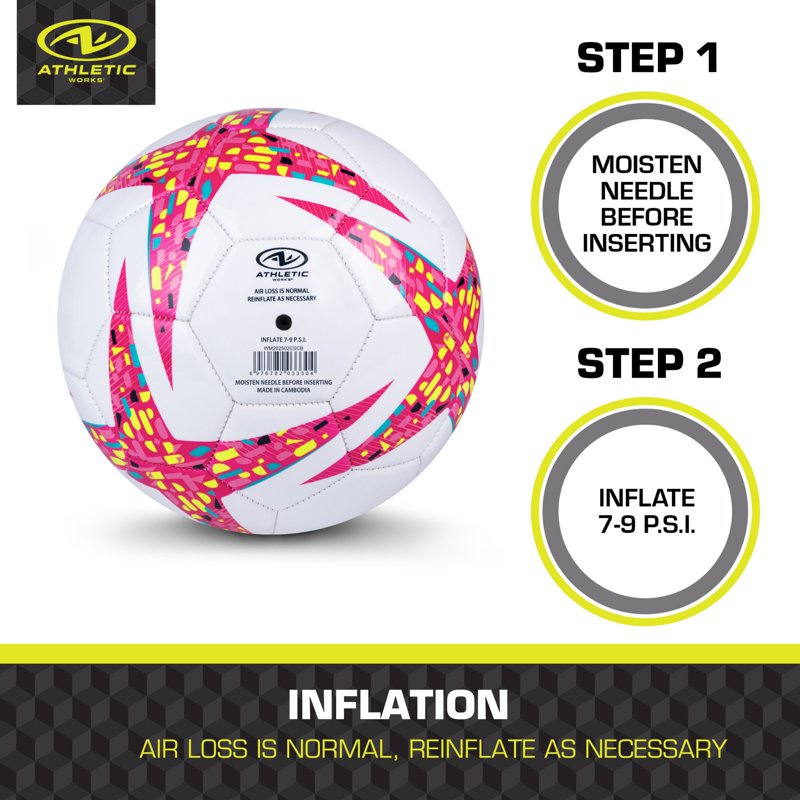 (4 Pack) Athletic Works Size 3 Pink Soccer Ball - Indoor/Outdoor Youth Soccer Ball