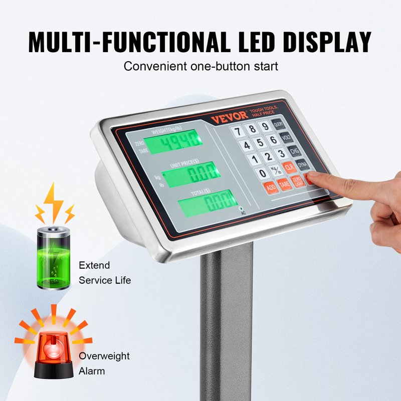 Digital Floor Scale 660 lbs with Accurate 0.1 lbs Reading for Shipping & Industrial Use