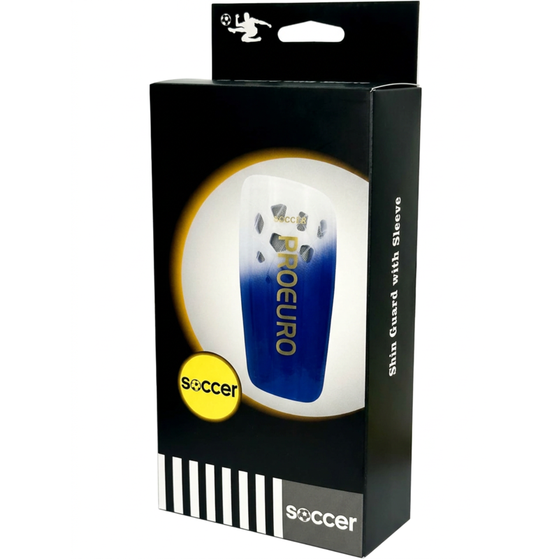 Adult Soccer Shin Guards with Sleeve - Dual Strap Closure, Large, Blue (Variation: L)