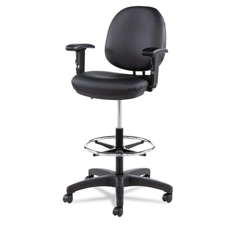 Adjustable Swivel Task Stool with Faux Leather Seat & Casters