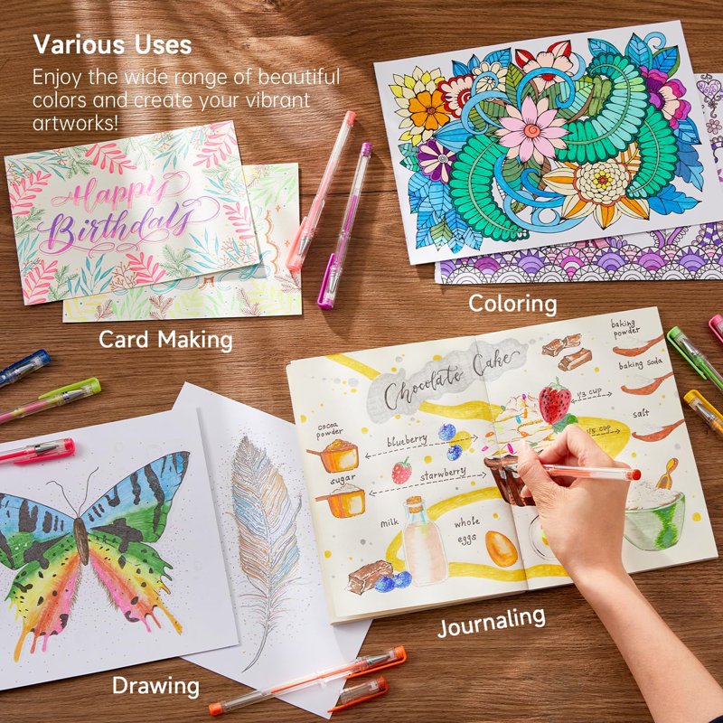 Gel Pen Set with 180 Colors & 180 Refills for Adult Coloring & Art