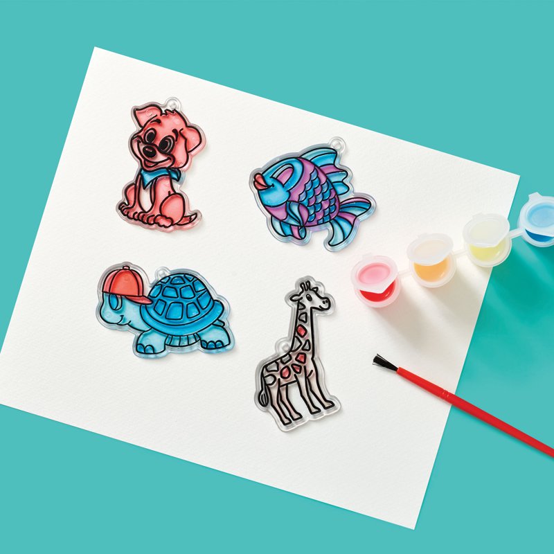 Kids Suncatcher Art Kit - Customizable Plastic Window Decorations, 8 Pack