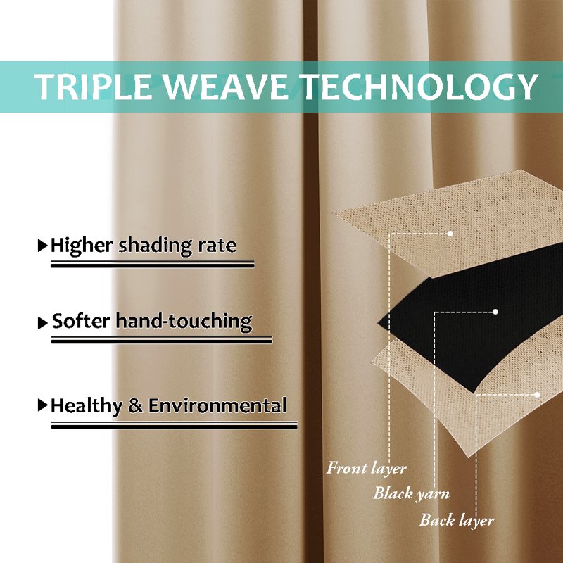 Blackout Curtain Panels 2-Layer Thermal Insulated Noise Reducing Drapes for Window Energy Efficiency