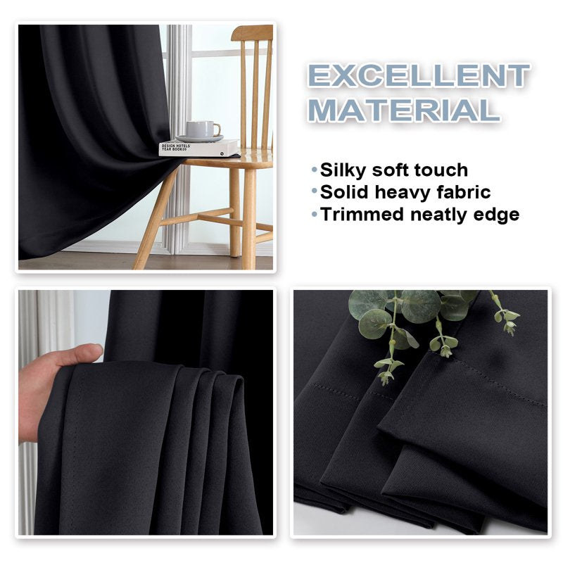 Blackout Window Curtains Set of 2 - Thermal Insulated Room Darkening Drapes