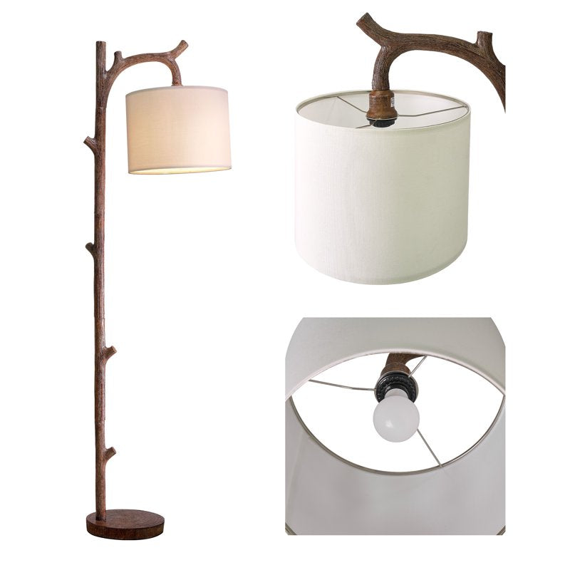 Vintage Floor Lamp with Remote Dimmable Bulb for Living Room & Bedroom - Tree Trunk Design