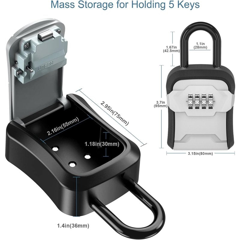 Portable Wall Mount Lock Box with Resettable 4-Digit Code for Keys and Security