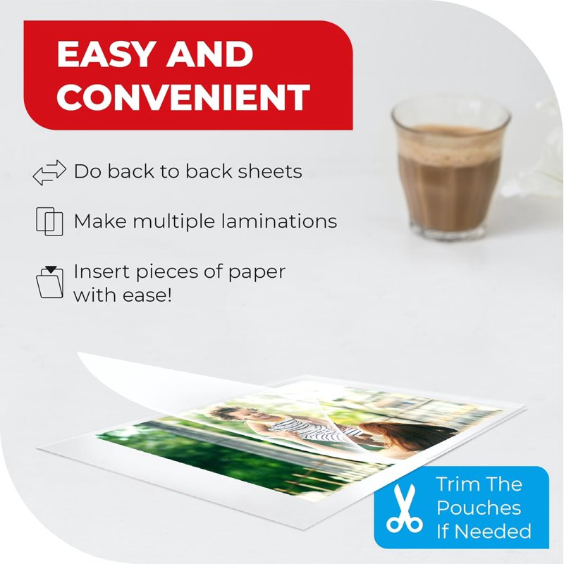 Thermal Laminating Pouches 150 Pack - 5 Mil Thickness for Photos, IDs, Documents