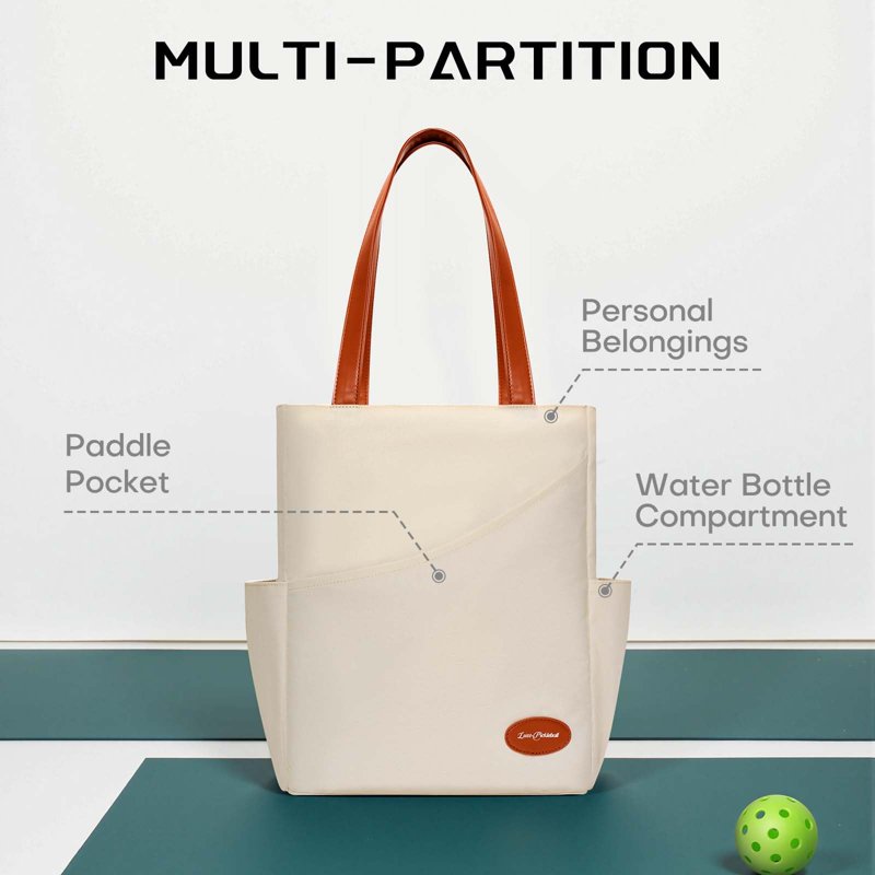 Luzz Pickleball Bag Tote - White Cream Tennis/ pickleball Shoulder Bag for Men & Women