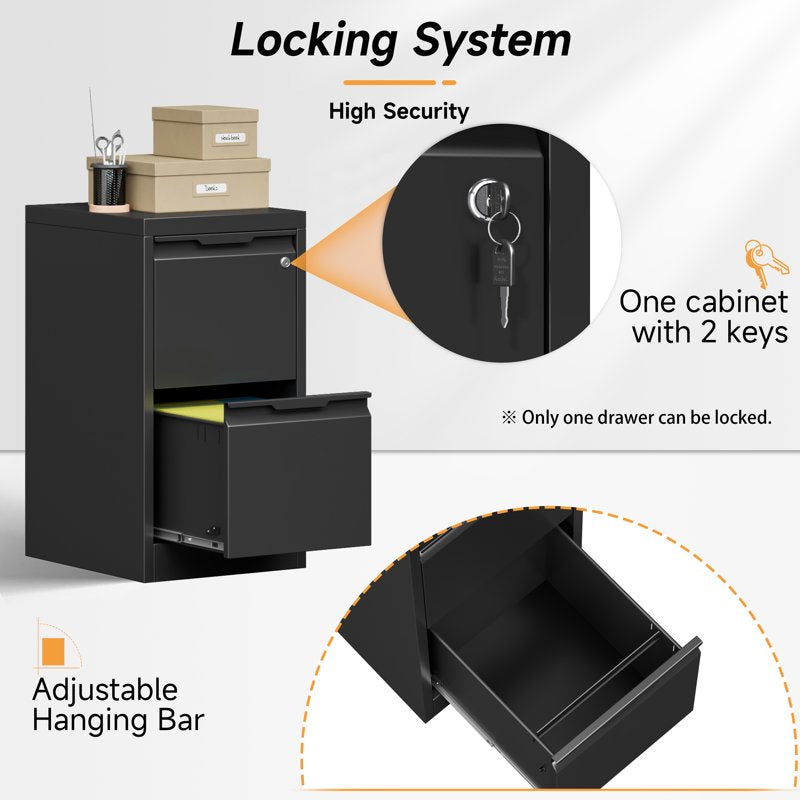 Metal Vertical File Cabinet with Lockable Drawers for Office & Home Storage