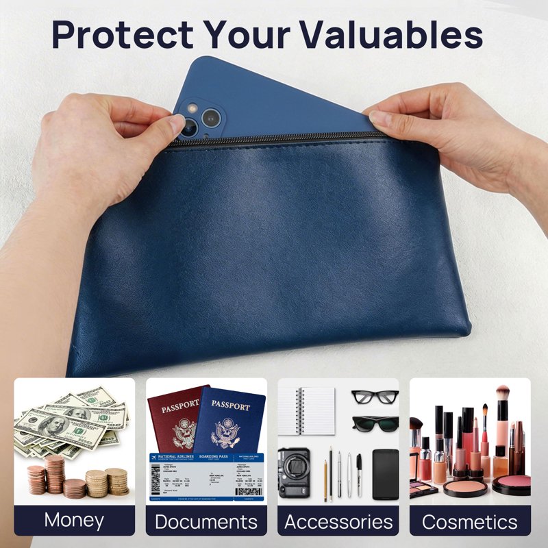 4 Pack Zippered Money Bags for Cash Coins Bills & Small Valuables