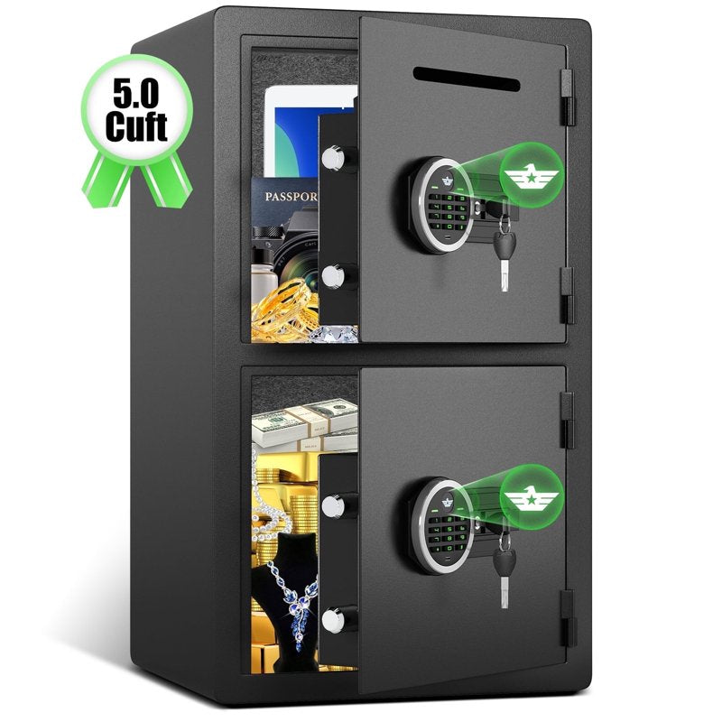 Large Fireproof Digital Home Safe with Dual Alarm & Deposit Slot - 5 Cu Ft