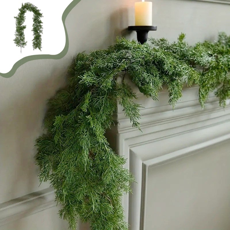 6.2FT Christmas Pine Garland - Real Touch Artificial Greenery for Holiday Decor