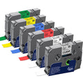6-Pack 12mm Laminated Label Tape for P Touch Label Makers - Multi Color
