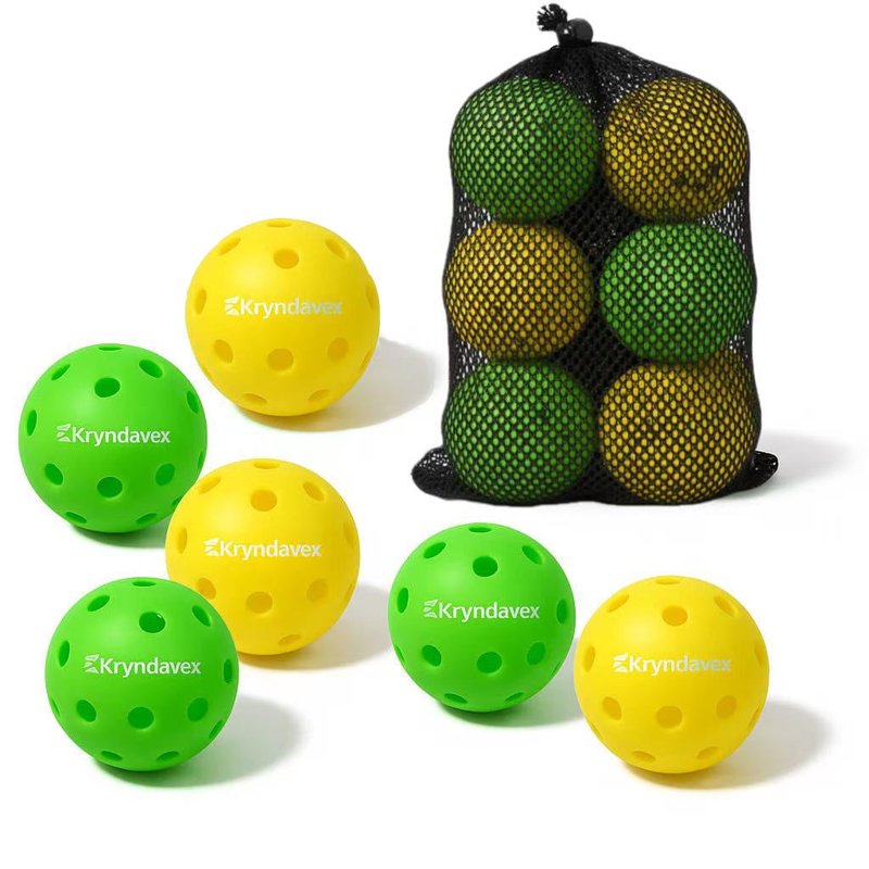 USAPA-Approved 6-Pack 40-Hole Outdoor Pickleballs with Mesh Carry Bag