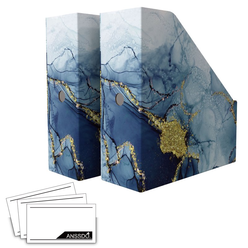 Cardboard Magazine File Holder Set - Desk Organizer for Files & Papers
