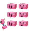 Heavy Duty Large Moving Storage Bags with Handles & Zippers for Packing, Dorm, Travel - Pink 87L