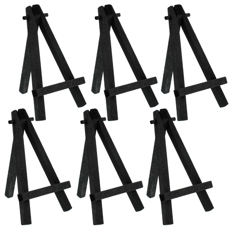 Mini Black Wood Display Easel Set of 6 - Small A-Frame Art & Sign Holders