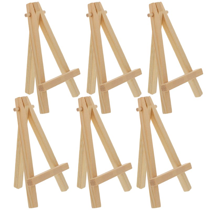 Mini Wooden Display Easels Pack of 6 - 8 Inch Tabletop Art Stands for Canvas & Signage