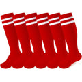 6 Pairs Kids Soccer Socks Youth Striped Football Socks Gift for Boys & Girls 4-14