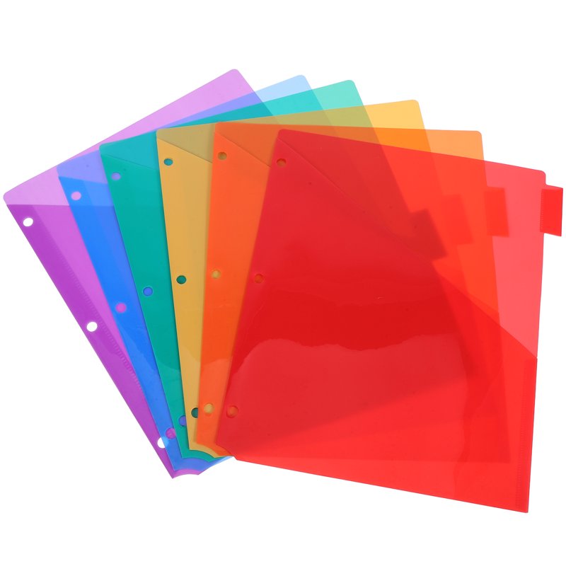 Multicolor Plastic Binder Dividers with Tabs for A4 & Letter Size Binders - 6 Pack