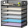 6-Tier Mesh File Organizer with Handle - Letter & A4 Paper Sorter for Desktop