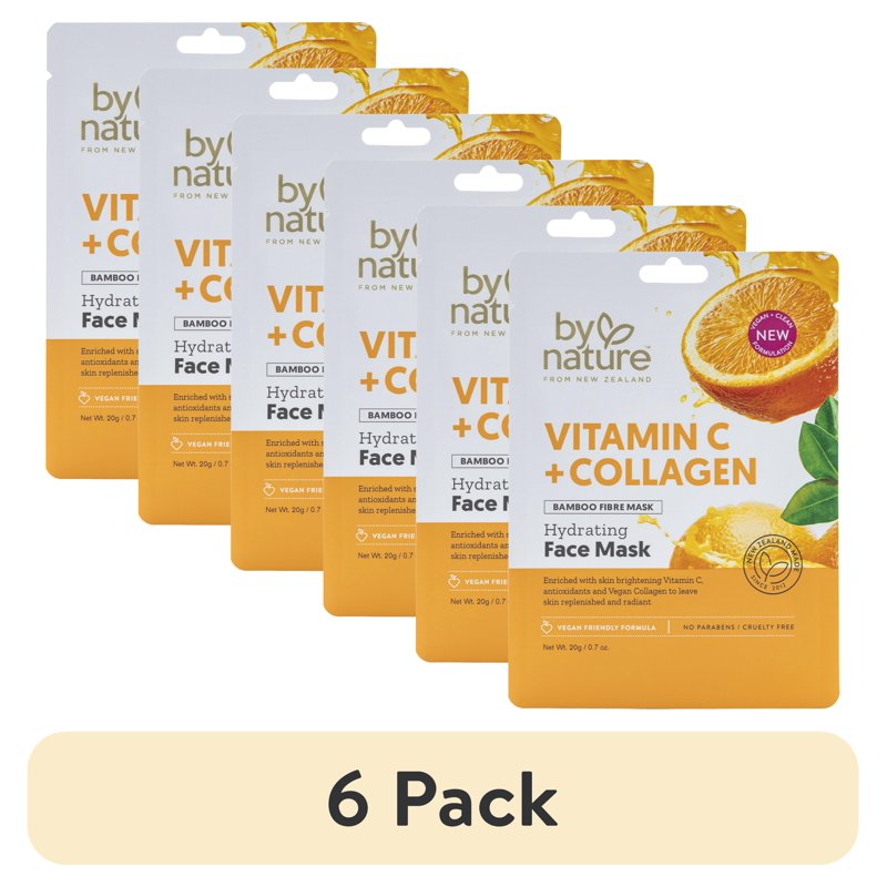 Vitamin C and Collagen Hydrating Sheet Face Masks 6+ Pack | Brighten & Firm Skin