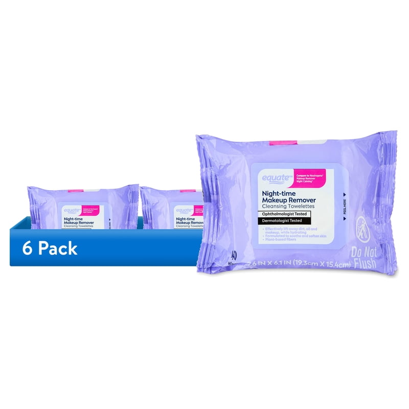 Night-time Makeup Remover Cleansing Towelettes - 6 Pack, 40 Count
