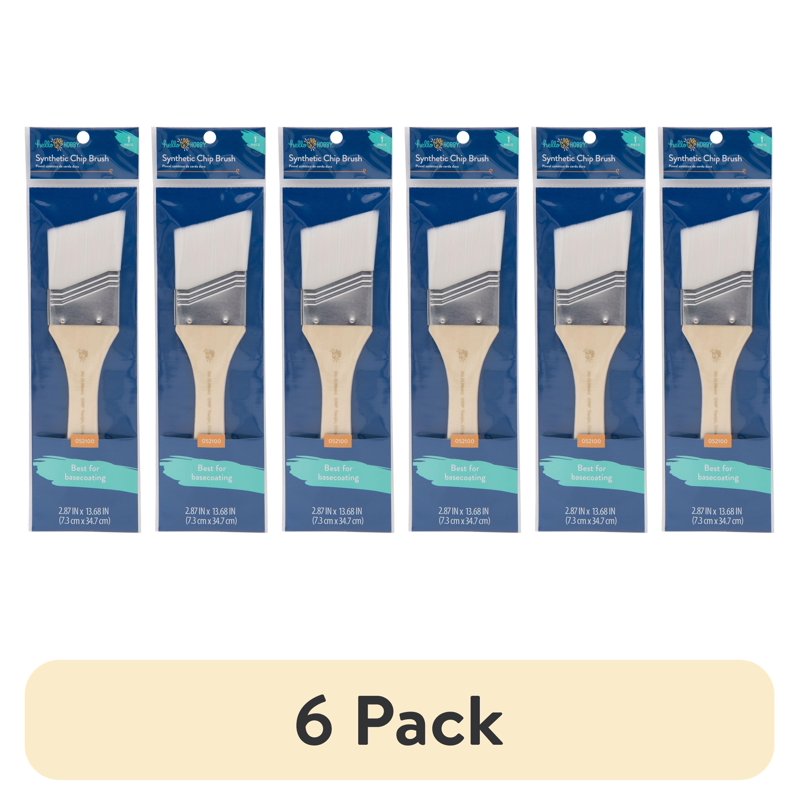Craft Paint Brush Set - 6 Pack Angled Synthetic Brushes for Art & Hobby