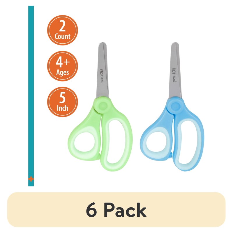 Kids Safety Scissors 5-inch Blunt Tip Classroom Craft Supplies 2-Pack