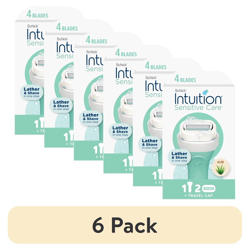 Women's Razor Handle & Refill Blades Set - Sensitive Care, 4-Blade Pivoting Head