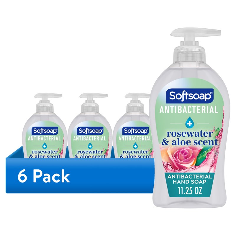 Antibacterial Sensitive Liquid Hand Soap with Rosewater & Aloe - 6 Pack