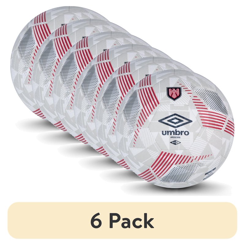 (6 Pack) Umbro Americana Size 4 Soccer Ball – Youth Training & Outdoor Play