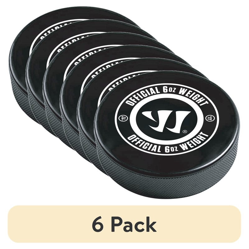 Hockey Puck 6oz Black Rubber for Ice Hockey - Pack of 6, 12 or 18