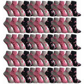 60 Pairs Women's Pink Ribbon Breast Cancer Awareness Socks - Ankle & Crew Styles