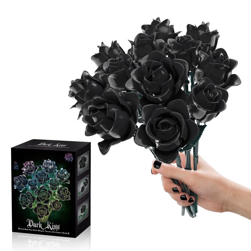 Artificial Rose Flower Bouquet Building Set - 600-Piece Decorative Plant Kit