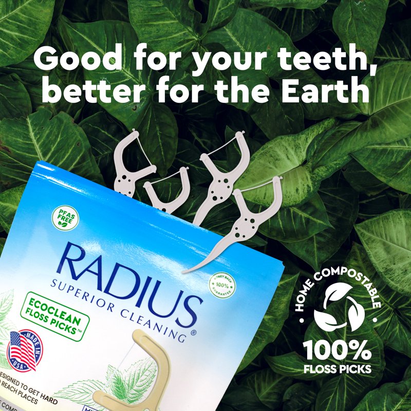 Eco-Friendly Compostable Dental Floss Picks with Toothpick - 75 Count