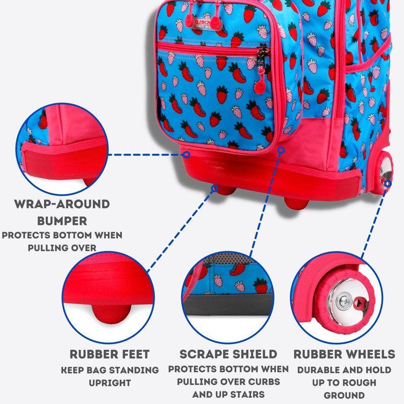 Kids Rolling Backpack with Detachable Lunch Box Set - School Bag for Girls