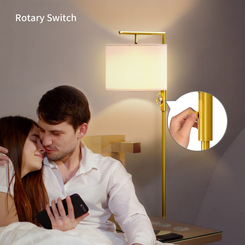 Modern Standing Floor Lamp with Rotatable Shade and 3 Color Temperatures - Gold or Black