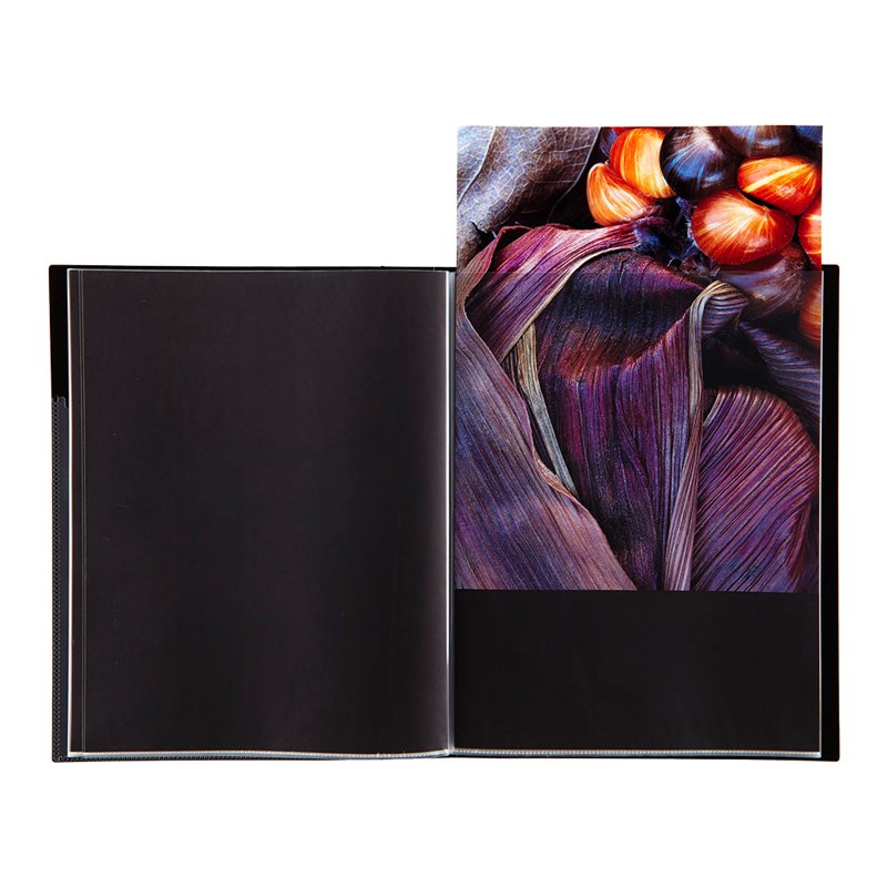 Art Portfolio 11x14 Inches with 24 Clear Sleeves & Custom Label - Black