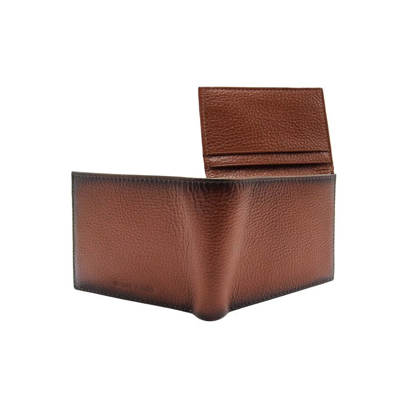 Leather Passcase Wallet with Burnished Edge – Brown, Multiple Card Slots