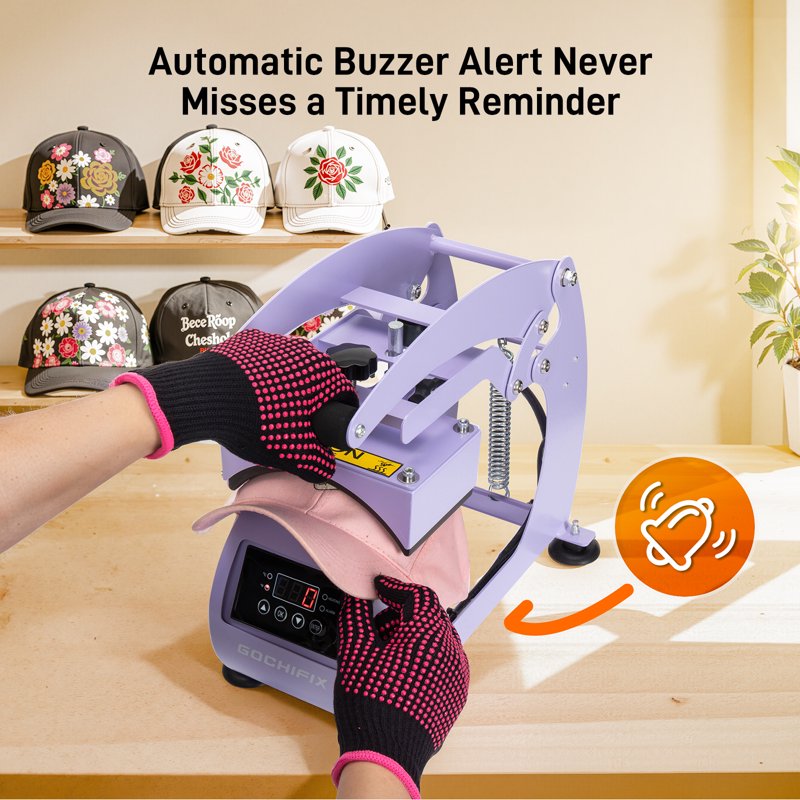 Manual Hat Heat Press Machine with Interchangeable Platens for Caps T-Shirts Sublimation