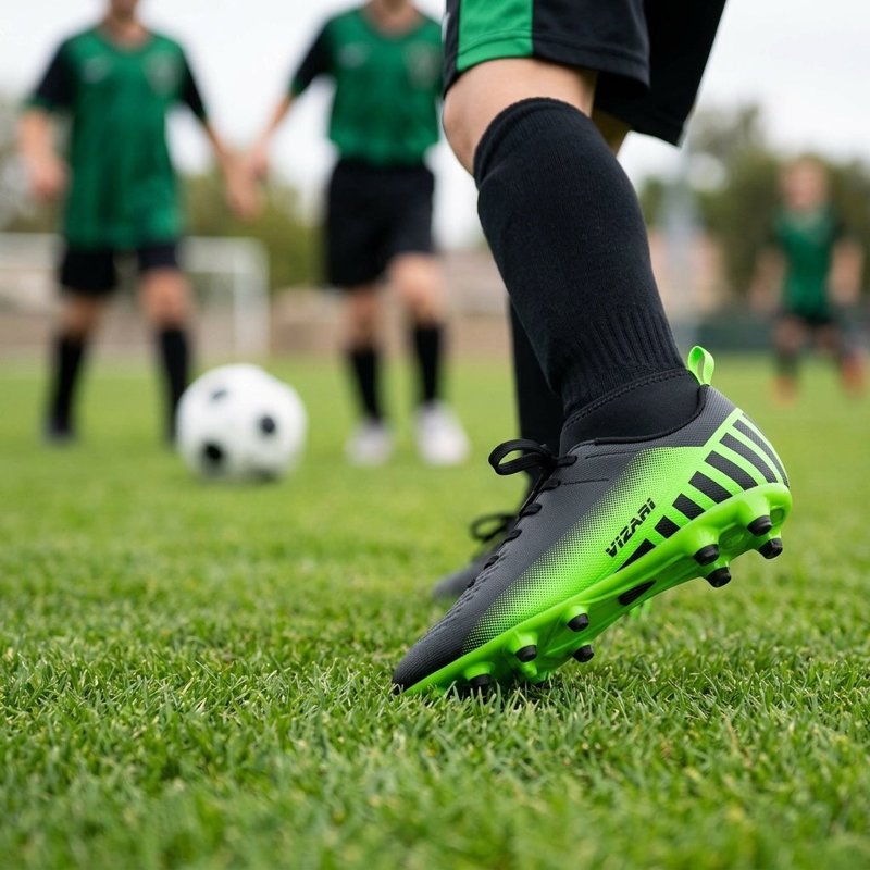 Vizari Santos MC JR Soccer Cleats for Kids 2.5Y Black/Green – Firm Ground