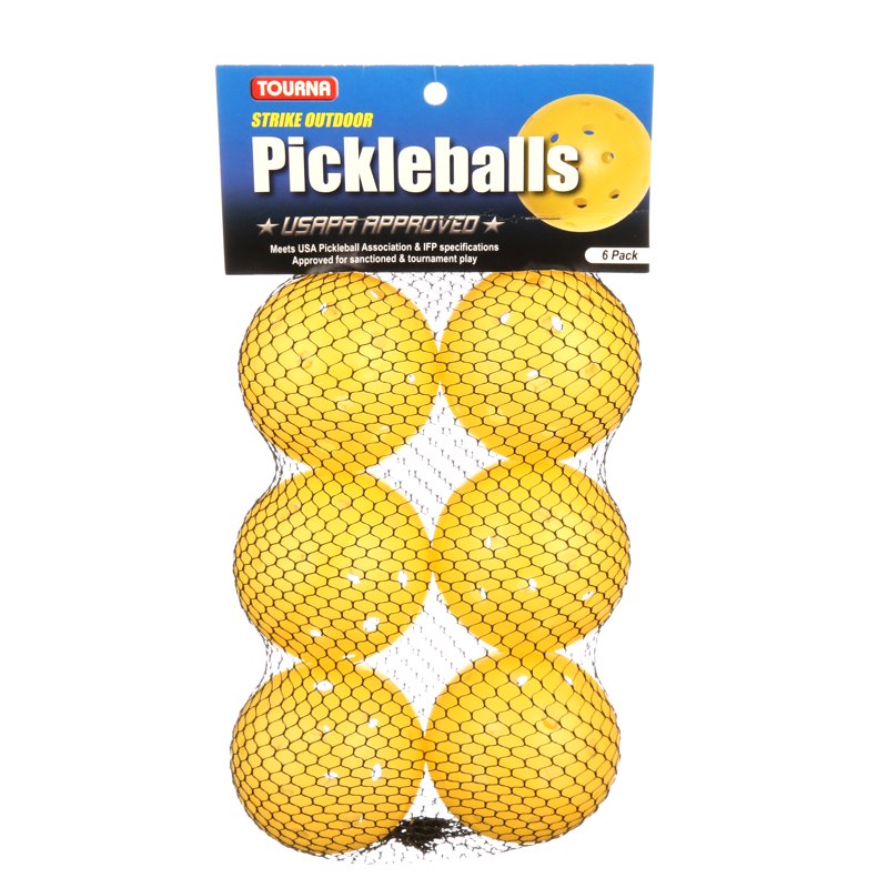 Tourna Strike Outdoor Pickleball – 6-Pack, Optic Yellow, USAPA Approved