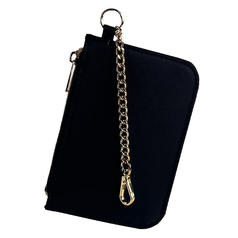 Small Wallet with Chain - Compact Zipper Card & Cash Organizer